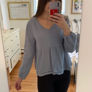 Blue Altar’d State Flowy Long Sleeve Top